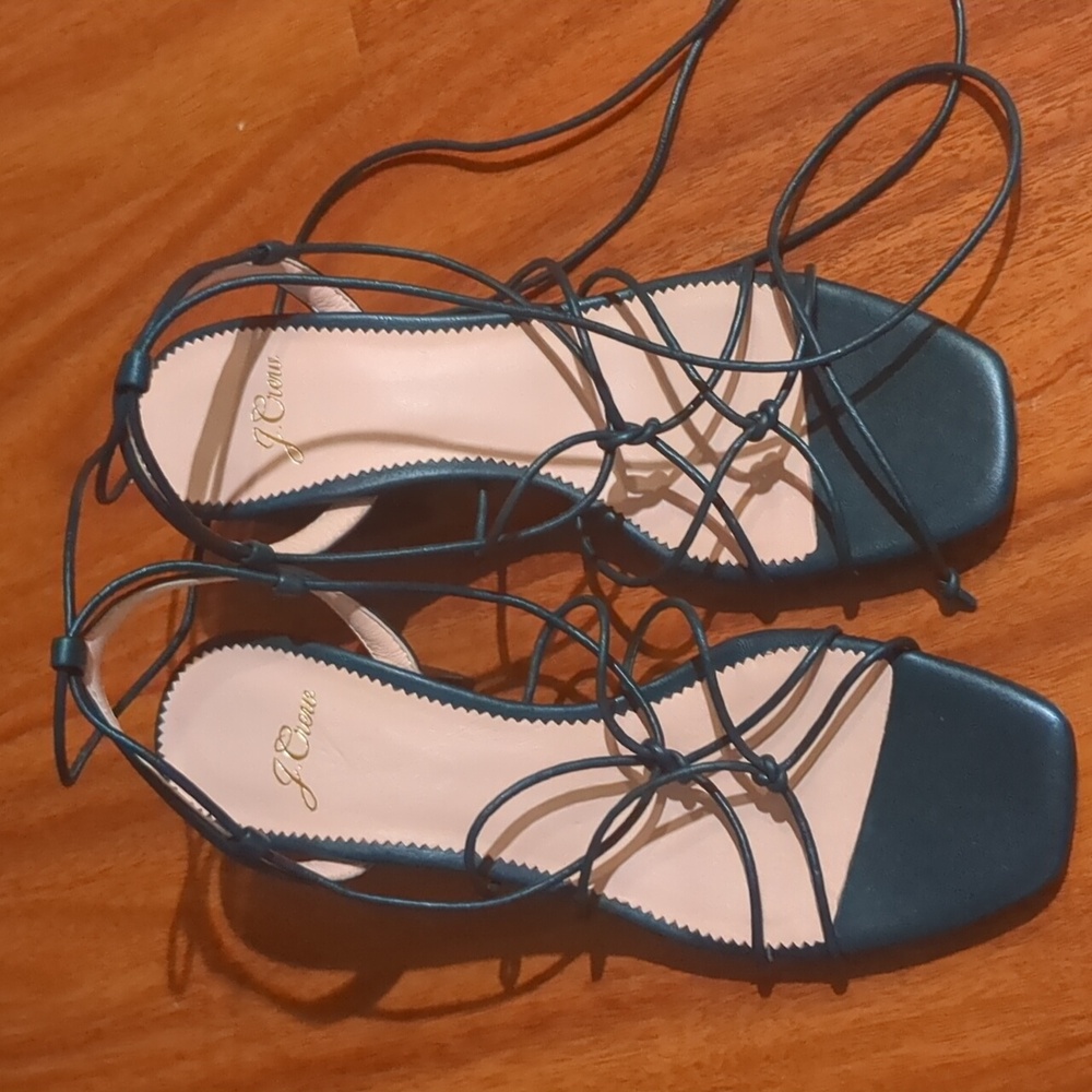 JCrew Odette strappy forest green chunky sandal block heel sold out